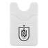 A white Smart Wallet with a textured surface and a logo in black. It features a slot for cards.