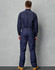 Navy blue men's cotton drill cargo pants with knee pads, featuring a fitted design and pockets.