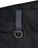 A close-up of a black unisex utility stretch cargo work pant featuring a fabric loop and metal ring detail.