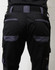 Unisex black cargo work pants featuring multiple pockets and contrasting dark grey waist and pocket details.