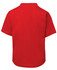 A vibrant red children's T-shirt with short sleeves, featuring a plain back design.