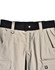 Rip-stop poly/cotton stretch work pants in beige with a black waistband and multiple pockets, featuring a logo.