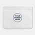 A transparent, white PEVA reusable food storage bag with a circular logo area.