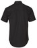 A short-sleeve cotton work shirt in black, featuring a back yoke and a logo.
