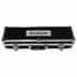 A sleek black deluxe case with silver accents, featuring a logo on the top.
