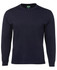 A navy long-sleeve t-shirt with a round neckline and a logo on the label.