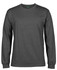A long-sleeve t-shirt in a dark grey colour, featuring a plain design and a small logo at the neckline.