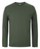A long-sleeve T-shirt in a solid olive green colour, featuring a brand logo at the neckline.