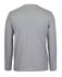 A grey long-sleeve t-shirt with a round neck and a plain back. Features a logo on the front.