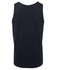 A black singlet with a plain back, featuring a small logo on the side. Suitable for casual wear.