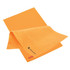 A large chamois towel in vibrant orange, folded and placed atop a flat surface, featuring a logo.