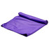 A purple cooling towel folded neatly, featuring a soft texture and a rolled edge. It has a logo on one side.