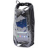 A 2.5L dry bag in transparent black material with a secure closure, featuring a logo and a smartphone inside.