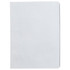A plain, white notebook with blank pages and rounded corners. It features a logo on the cover.