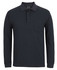 A long-sleeve black polo shirt featuring a collar, three buttons, and a pocket on the left side.