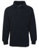 A long-sleeve navy polo shirt featuring a collar, buttons, and a logo. Suitable for kids.