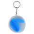 A round clear container with a blue reusable silicone straw and a keychain attachment.