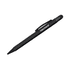 A black stylus pen featuring a detachable cap and a logo. Ideal for writing and touchscreen use.