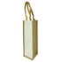 A jute wine bag featuring a natural brown hue with a cream-coloured panel and two sturdy handles.