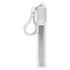 A telescopic stainless steel straw in a clear case with a white cap and a keychain attachment.