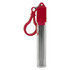A stainless steel telescopic straw in a clear case with a red cap and clip.