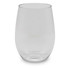 A clear, stemless shatterproof red wine glass with a smooth and rounded shape, designed for casual use.