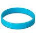 A blue silicone wristband featuring a branding logo, suitable for promotional use.