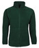 A polar fleece jacket in a deep green colour featuring a full zip and two side pockets, with a logo on the front.