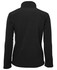 A black polar fleece jacket featuring a high collar and a smooth finish, with a branding logo.