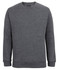 A grey jumper featuring a simple crew neck design and ribbed cuffs and hem. It has a branding label inside.
