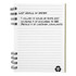 A recycled journal book with a spiral binding, featuring lined pages and a small recycling logo at the bottom.