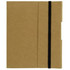 A small, brown tuck journal book with a black elastic band for closure. It features a simple, minimalist design.