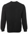 A black V-neck fleece sweater with long sleeves and a plain back. It features a logo.