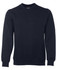 A navy V-neck fleece jumper with long sleeves and a fitted design. It features a small branding logo.