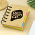 A mini bamboo sticky note set featuring various coloured sticky notes, bound with a spiral. The cover has a logo.