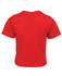 A red infant tee featuring short sleeves and a simple design, with a plain back and a logo.