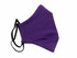 A purple 100% cotton face mask with black elastic ear loops and a contoured shape.