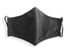 A dark grey face mask made from 100% cotton with middle seam design and ear loops. It features a logo.