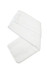 A white bamboo hand towel folded neatly, featuring a soft texture and a simple design. It has a logo on it.