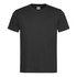 A black men's classic T-shirt with short sleeves and a round neckline, featuring a logo at the neck.