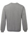 A grey jumper with a simple design, featuring long sleeves and a rounded neckline. It has a logo on the back.