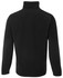 A black polar fleece jumper with a high neck and long sleeves, featuring a branding logo.