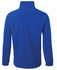 A blue polar fleece jumper with long sleeves and a half zip at the neck. It features a logo on the fabric.