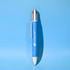 A blue eco pen with a textured white barrel and red and black ink tips, featuring a branding logo.