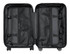 A black wheeled suitcase interior featuring two compartments with mesh pockets and straps for organisation.