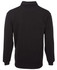 A black long-sleeve rugby shirt featuring a collar and one logo. The shirt has a two-tone design.