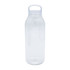 A drink bottle made of clear material with a handle, featuring a simple and sleek design.
