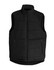 A black men's vest with a zip front and two side pockets, featuring a logo. Perfect for layering.