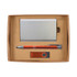A gift set including a metallic cardholder, an orange pen, and a USB flash drive, all presented in a cardboard box.