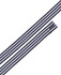 A navy and light blue striped cross back apron strap with a logo. Suitable for workwear use.